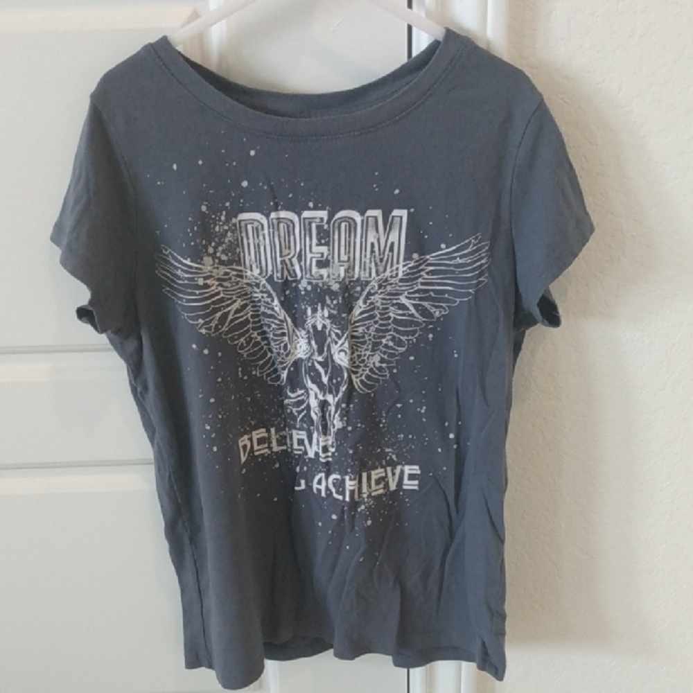 Dream Graphic Winged Horse Tee - Slate Gray